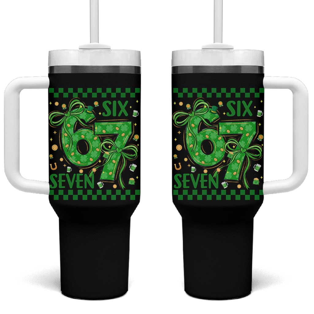 Funny St Patricks Day Tumbler With Handle Six Seven Meme Irish Gag Gift