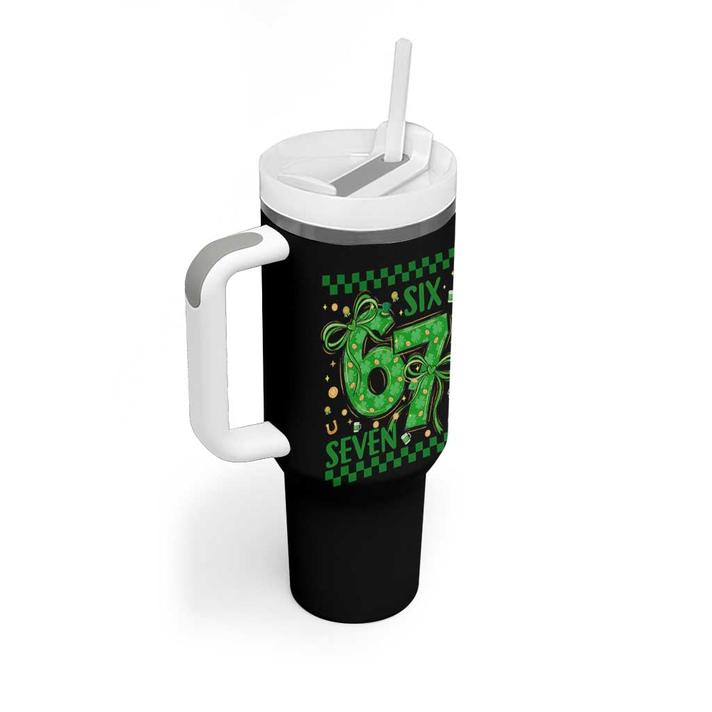 Funny St Patricks Day Tumbler With Handle Six Seven Meme Irish Gag Gift
