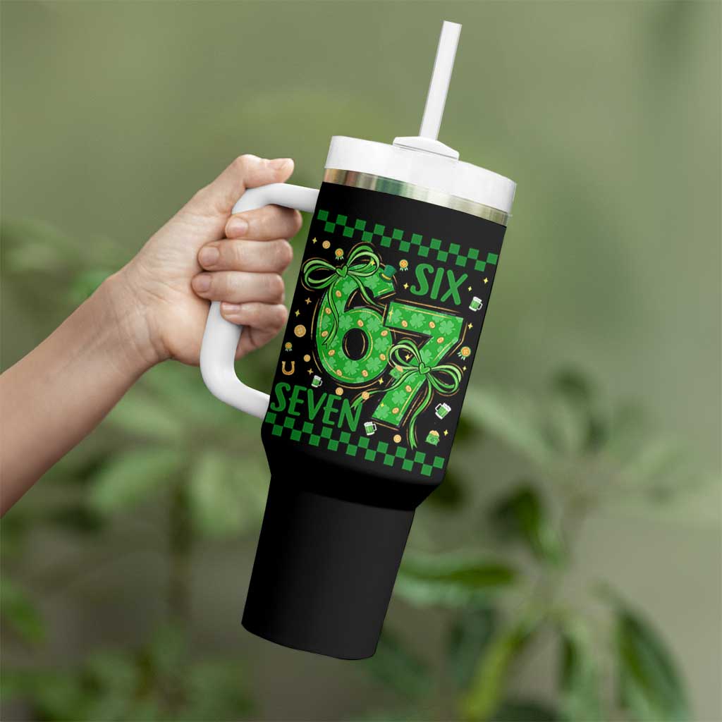 Funny St Patricks Day Tumbler With Handle Six Seven Meme Irish Gag Gift