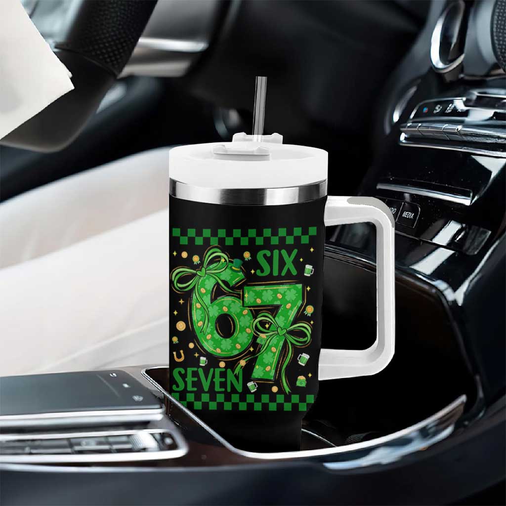 Funny St Patricks Day Tumbler With Handle Six Seven Meme Irish Gag Gift