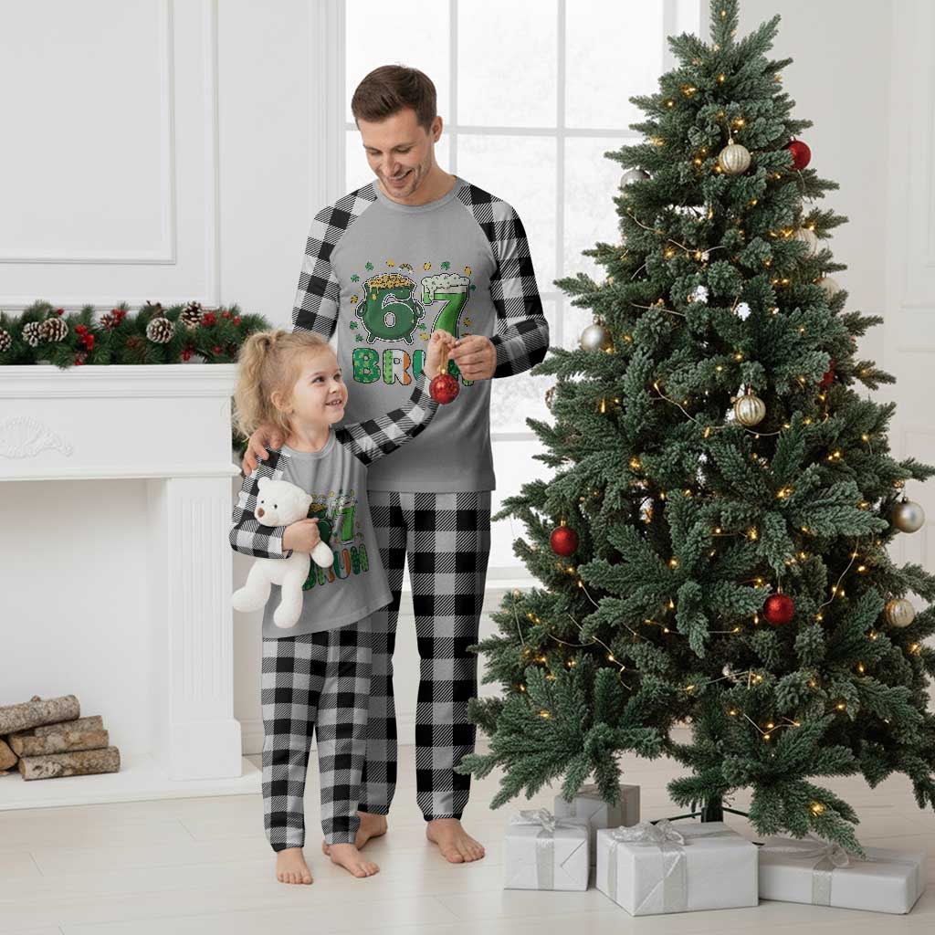 Funny St Patricks Day Six Seven Meme Plaid Pajama Set Irish American Gift