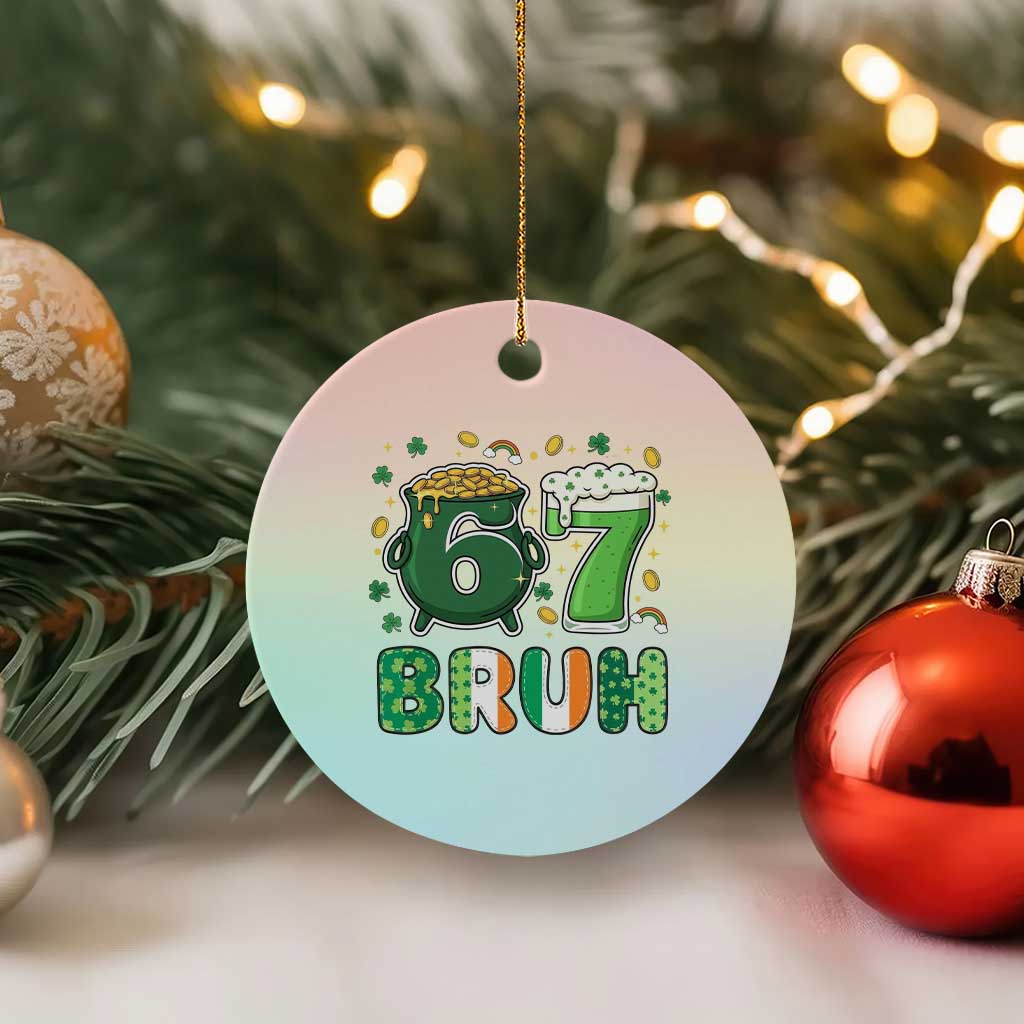 Funny St Patricks Day Six Seven Meme Ceramic Ornament Irish American Gift