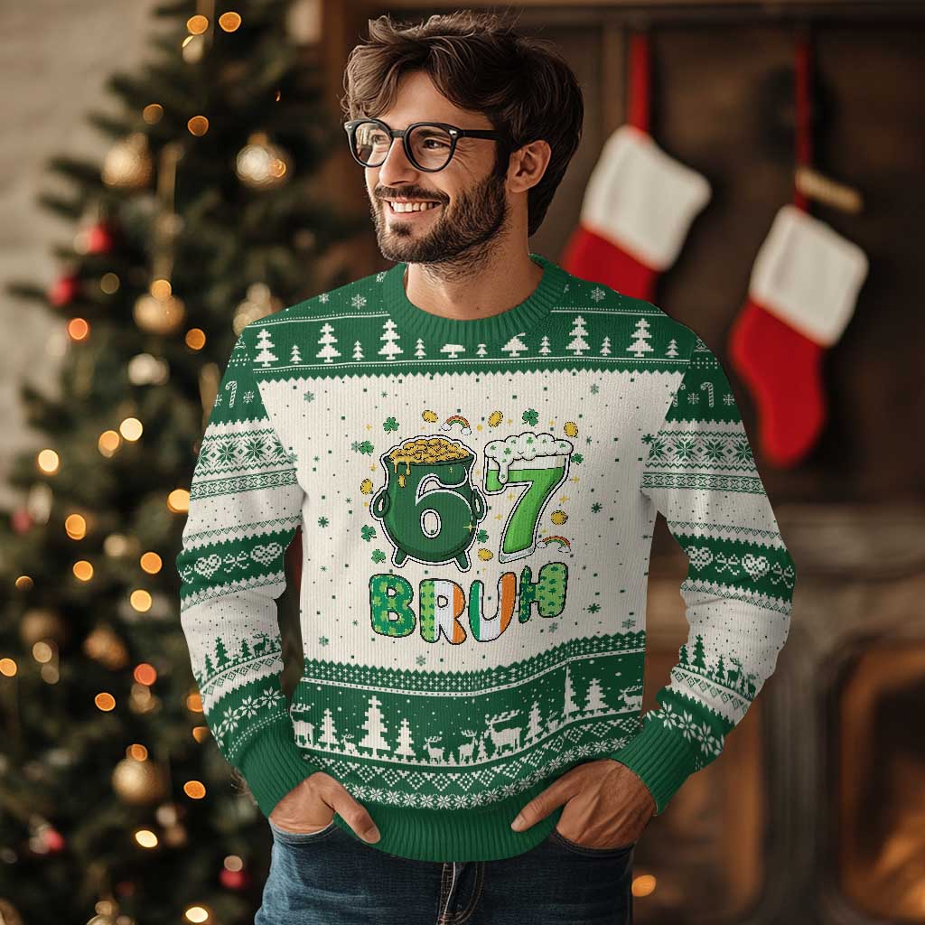 Funny St Patricks Day Six Seven Meme Ugly Christmas Sweater Irish American Gift