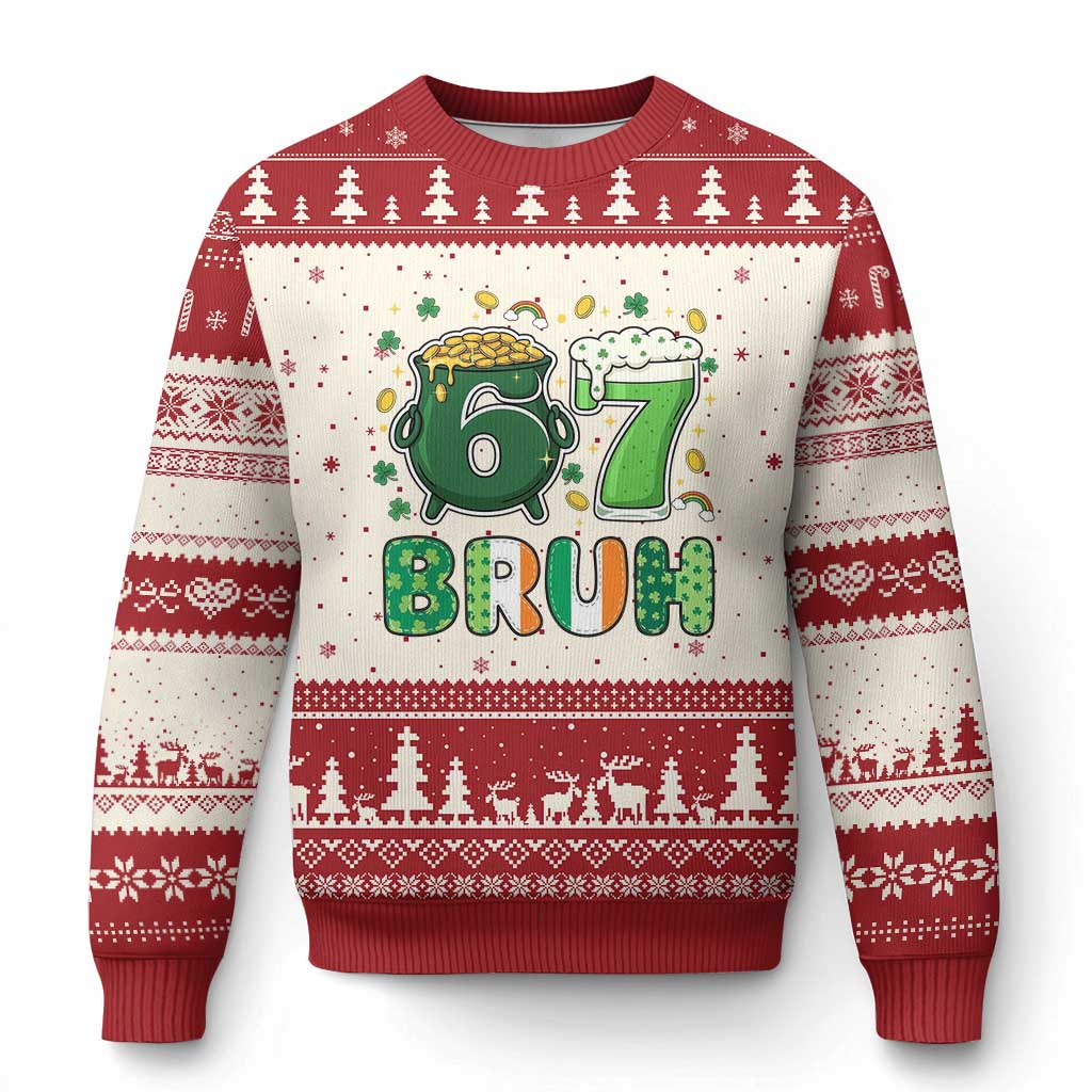 Funny St Patricks Day Six Seven Meme Ugly Christmas Sweater Irish American Gift