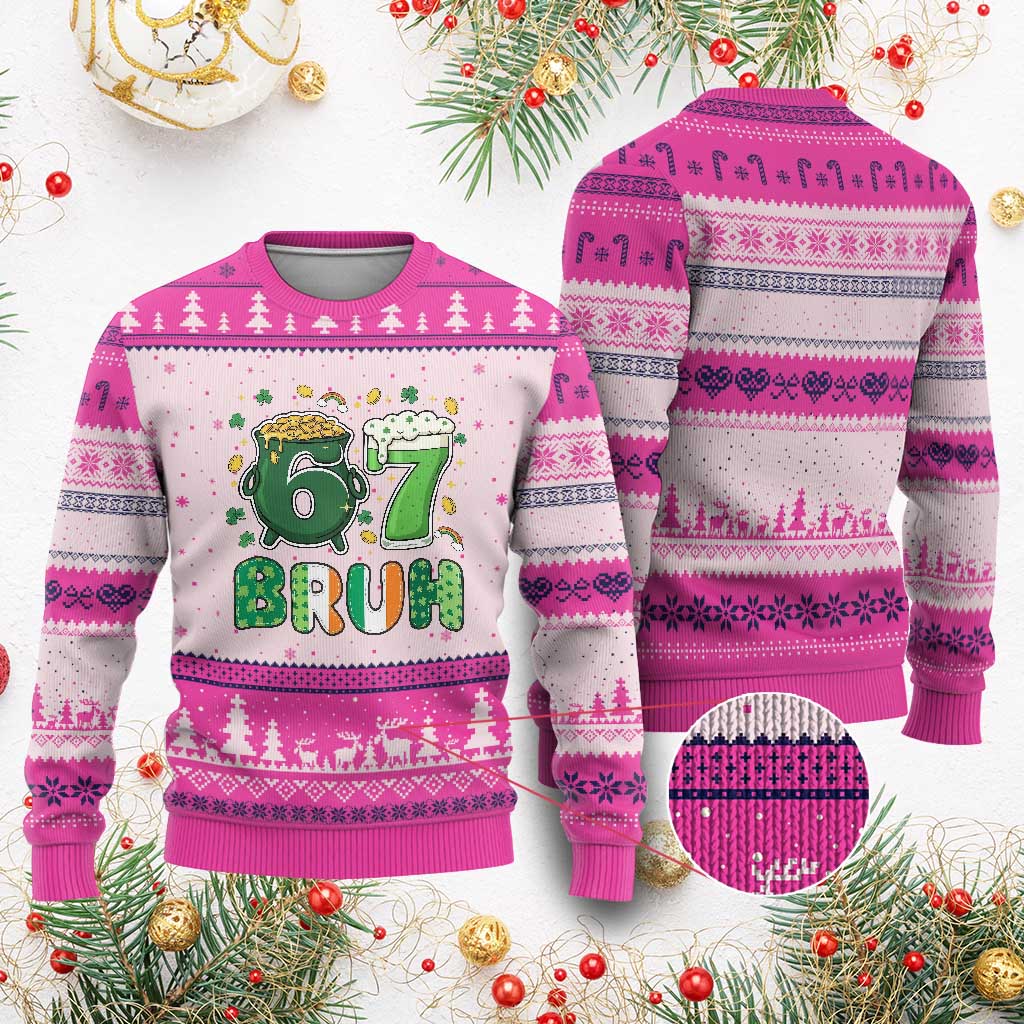 Funny St Patricks Day Six Seven Meme Ugly Christmas Sweater Irish American Gift
