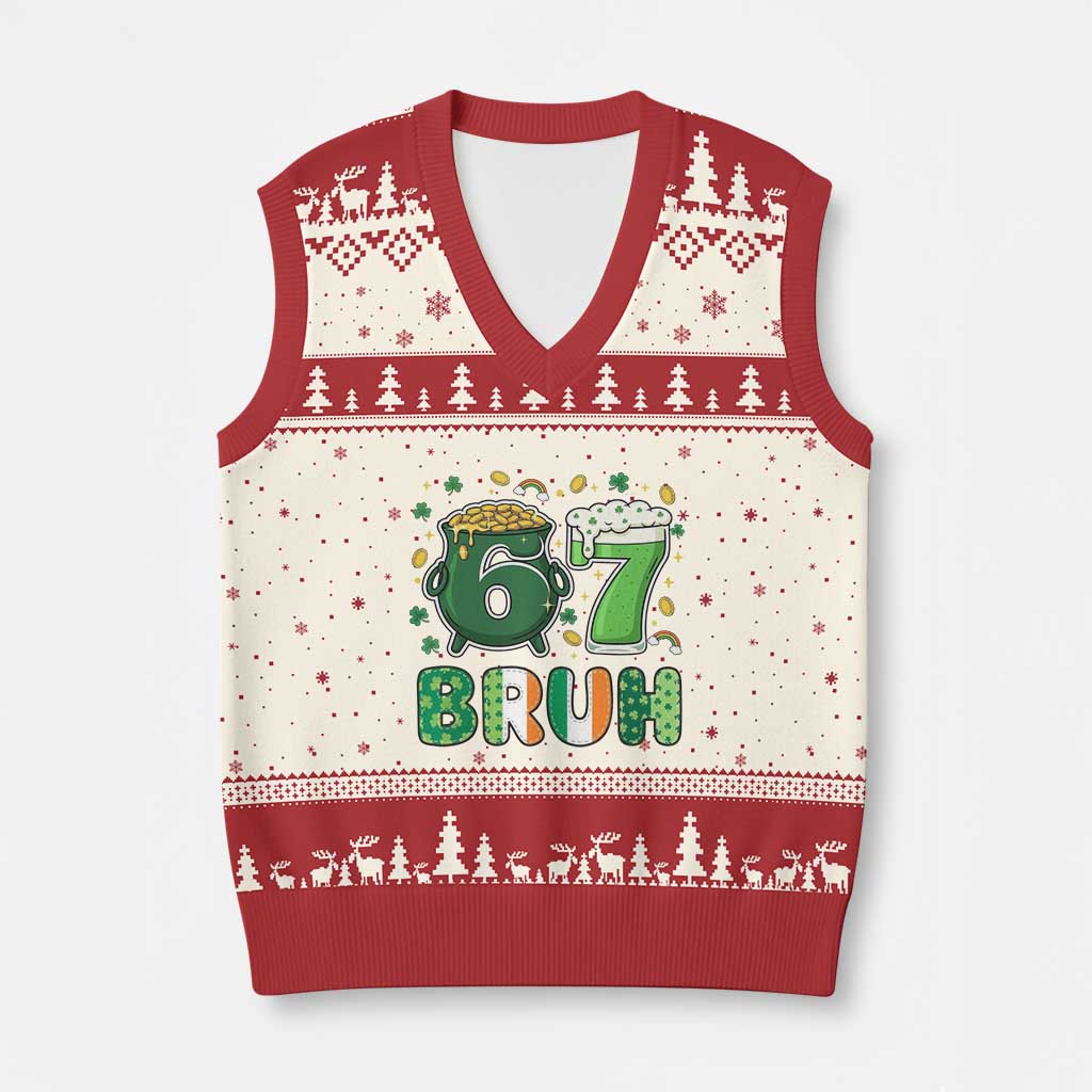 Funny St Patricks Day Six Seven Meme V-Neck Knit Sweater Vest Irish American Gift