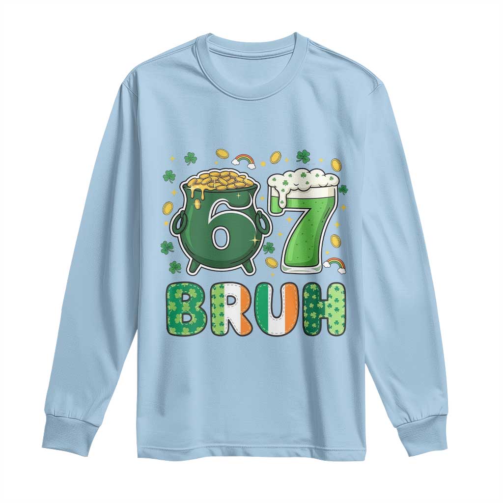 Funny St Patricks Day Six Seven Meme Long Sleeve Shirt Irish American Gift