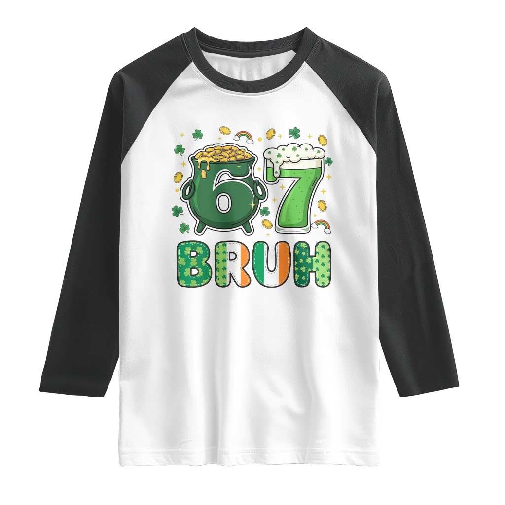 Funny St Patricks Day Six Seven Meme Raglan Shirt Irish American Gift