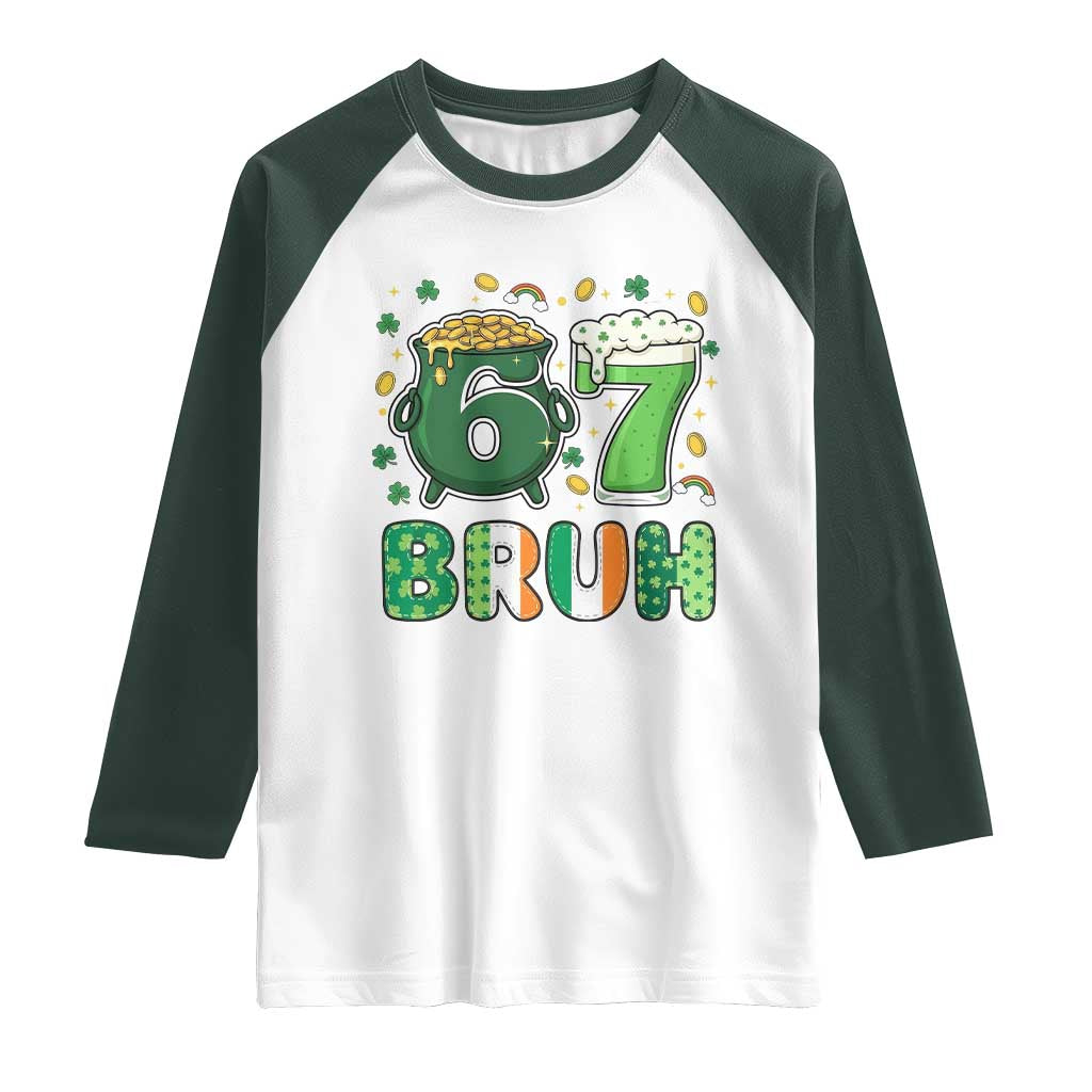 Funny St Patricks Day Six Seven Meme Raglan Shirt Irish American Gift