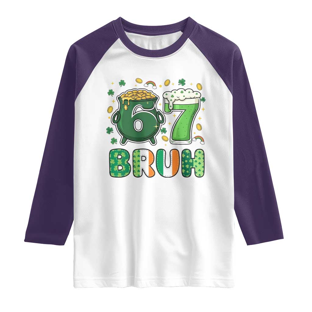Funny St Patricks Day Six Seven Meme Raglan Shirt Irish American Gift