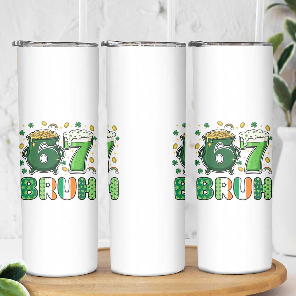 Funny St Patricks Day Six Seven Meme Skinny Tumbler Irish American Gift