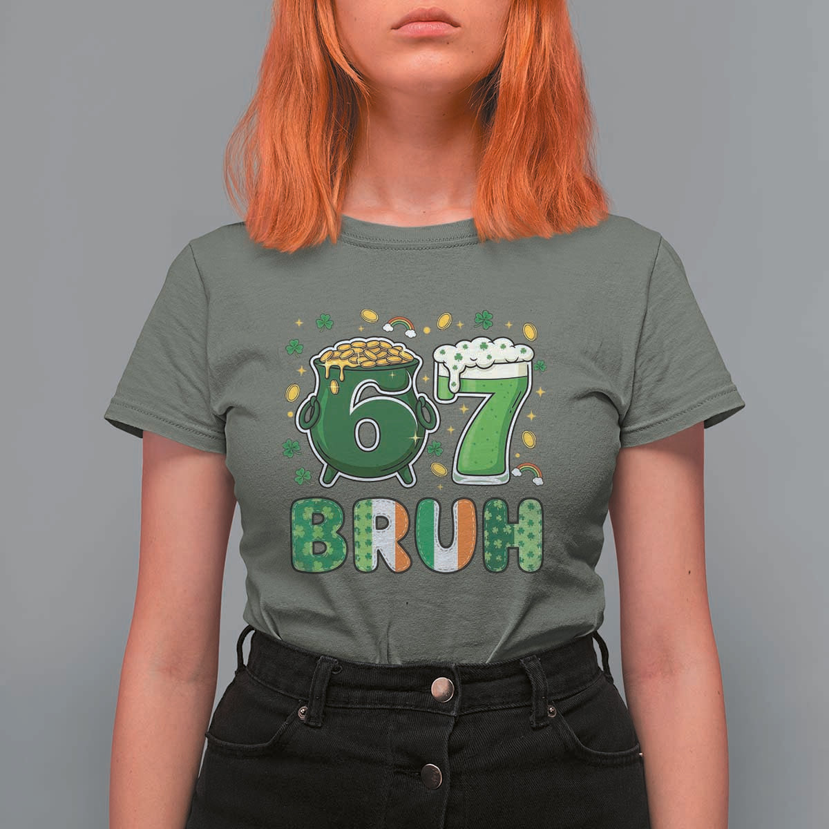 Funny St Patricks Day Six Seven Meme T Shirt For Women Irish American Gift