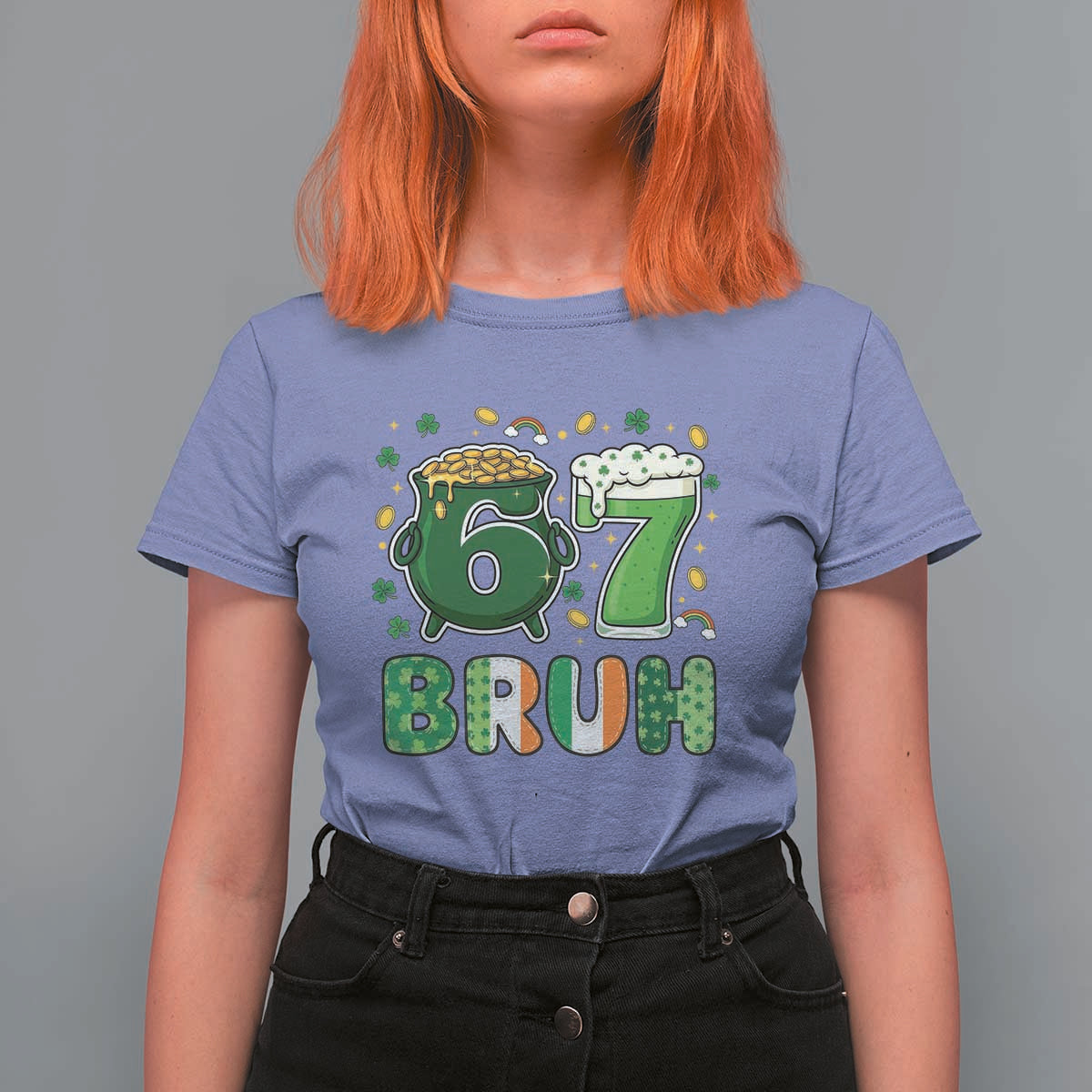 Funny St Patricks Day Six Seven Meme T Shirt For Women Irish American Gift