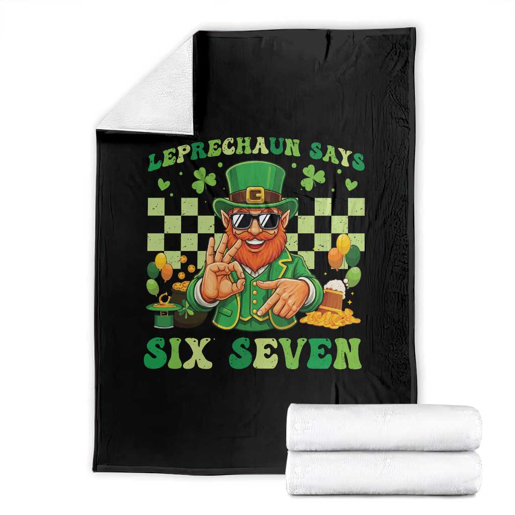 Funny Leprechaun Says Six Seven Throw Blanket St Patricks Day