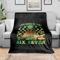 Funny Leprechaun Says Six Seven Throw Blanket St Patricks Day