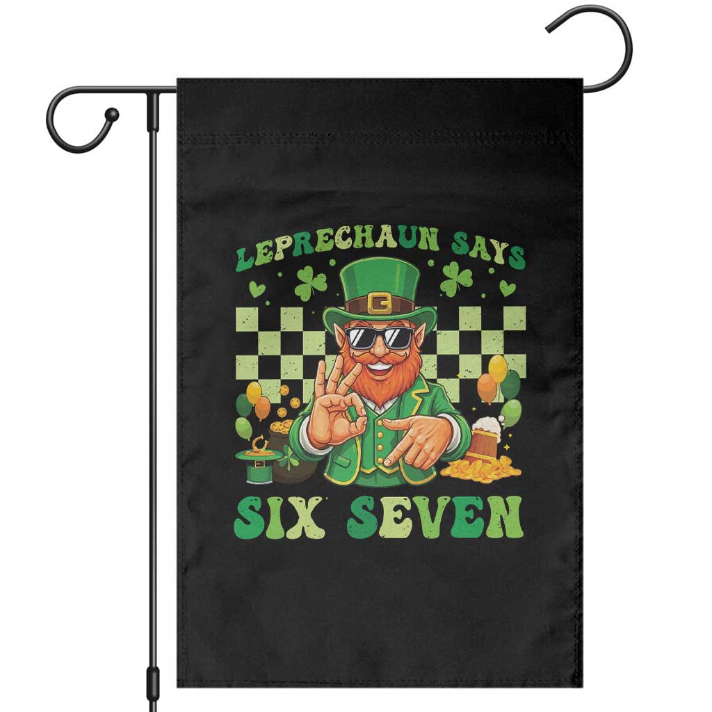 Funny Leprechaun Says Six Seven Garden Flag St Patricks Day