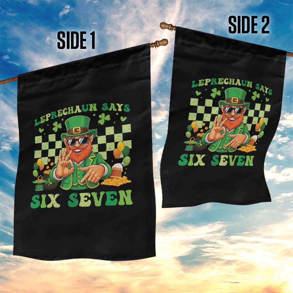 Funny Leprechaun Says Six Seven Garden Flag St Patricks Day