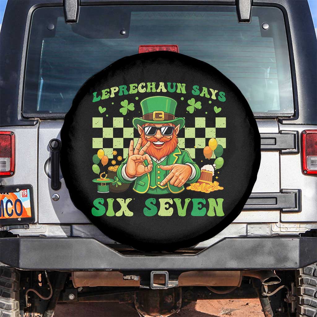 Funny Leprechaun Says Six Seven Spare Tire Cover St Patricks Day