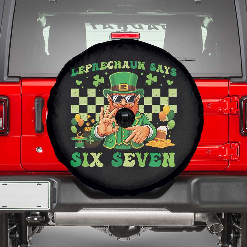 Funny Leprechaun Says Six Seven Spare Tire Cover St Patricks Day