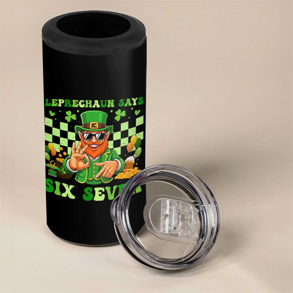 Funny Leprechaun Says Six Seven 4 in 1 Can Cooler Tumbler St Patricks Day