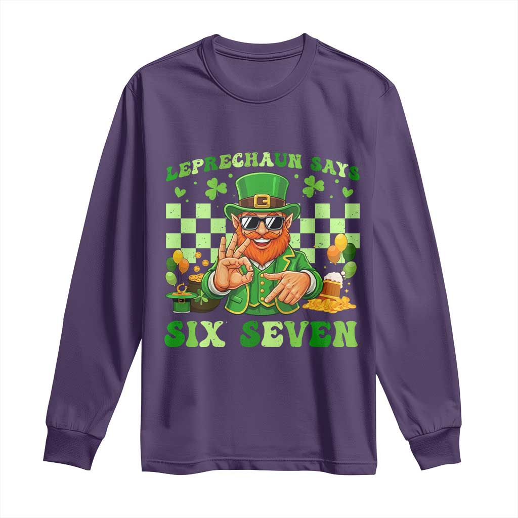 Funny Leprechaun Says Six Seven Long Sleeve Shirt St Patricks Day