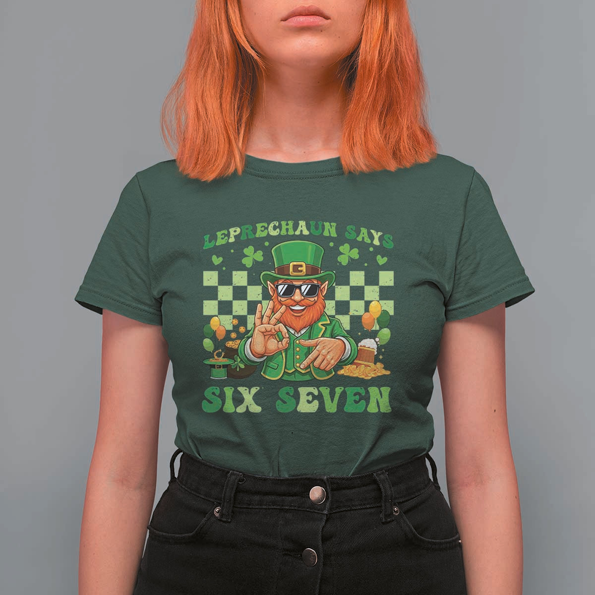 Funny Leprechaun Says Six Seven T Shirt For Women St Patricks Day