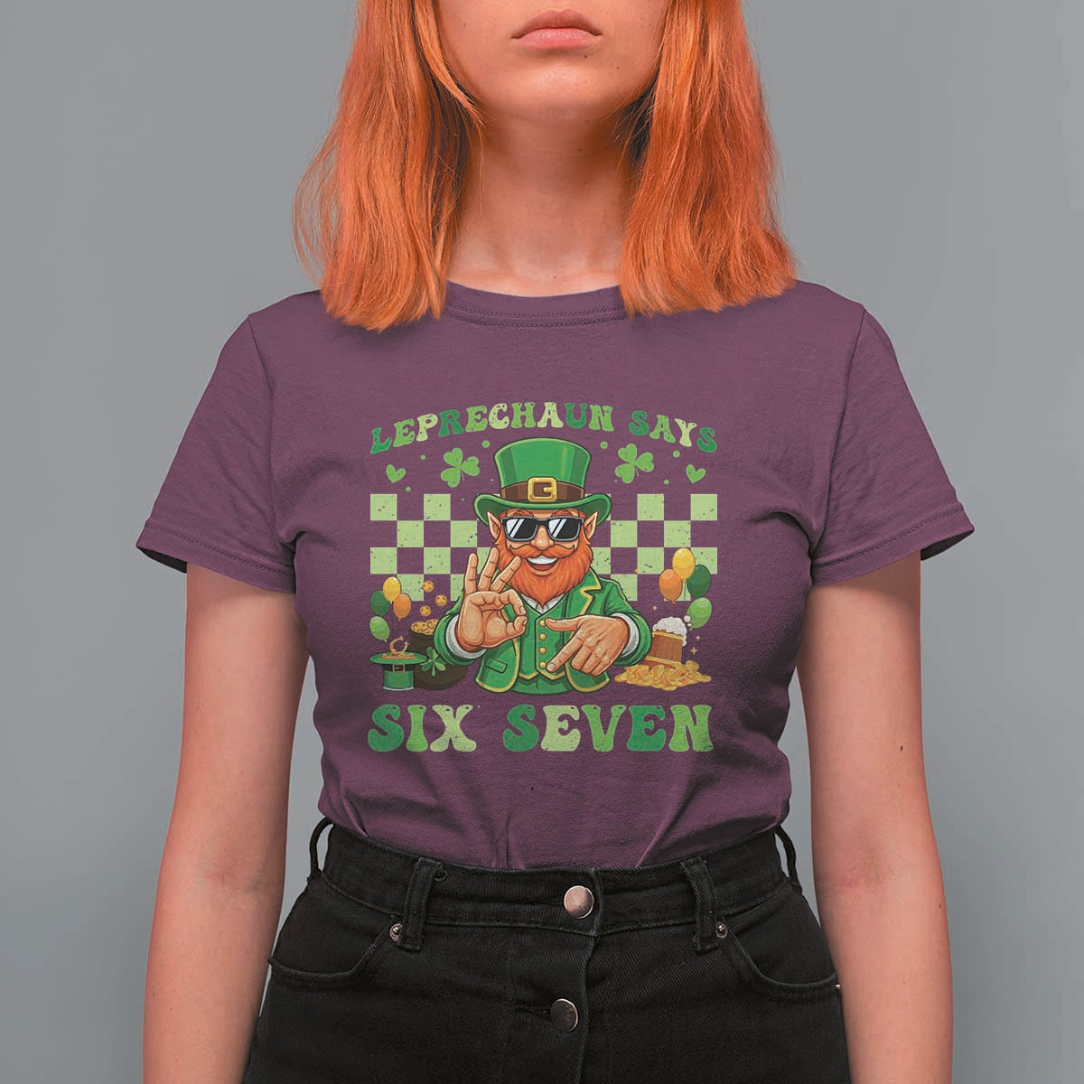 Funny Leprechaun Says Six Seven T Shirt For Women St Patricks Day