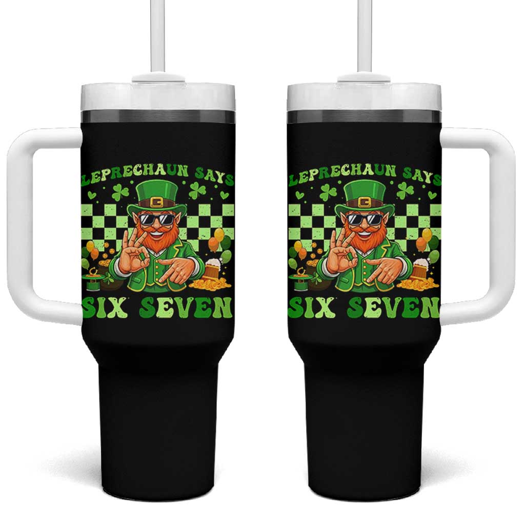 Funny Leprechaun Says Six Seven Tumbler With Handle St Patricks Day