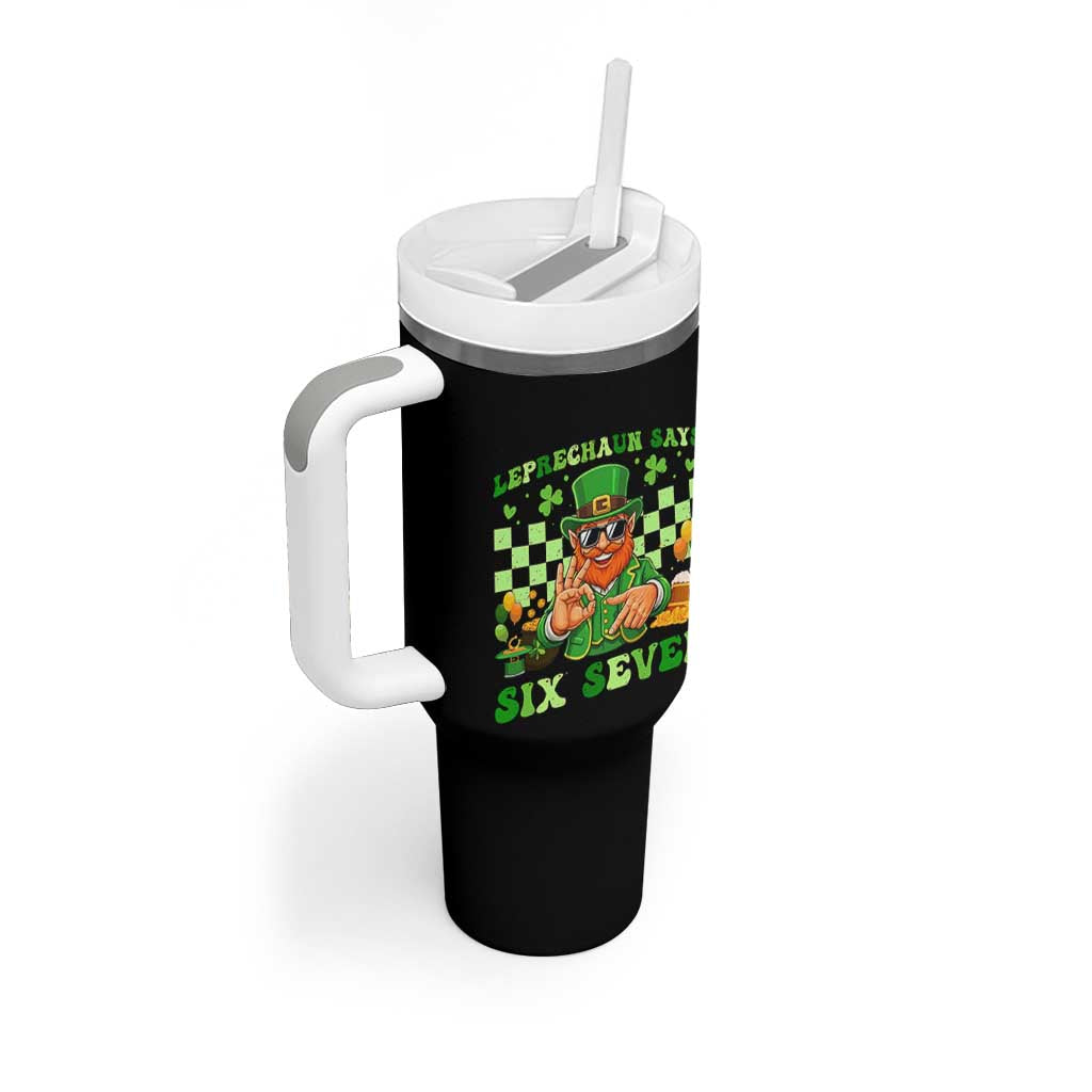 Funny Leprechaun Says Six Seven Tumbler With Handle St Patricks Day