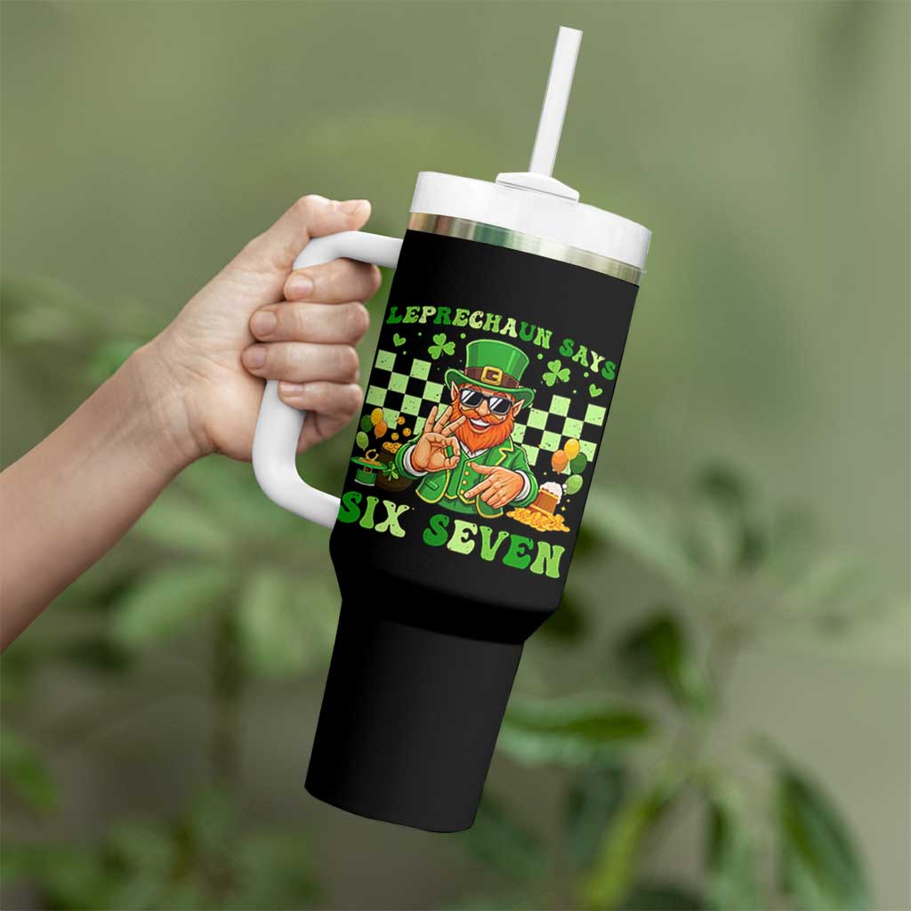Funny Leprechaun Says Six Seven Tumbler With Handle St Patricks Day
