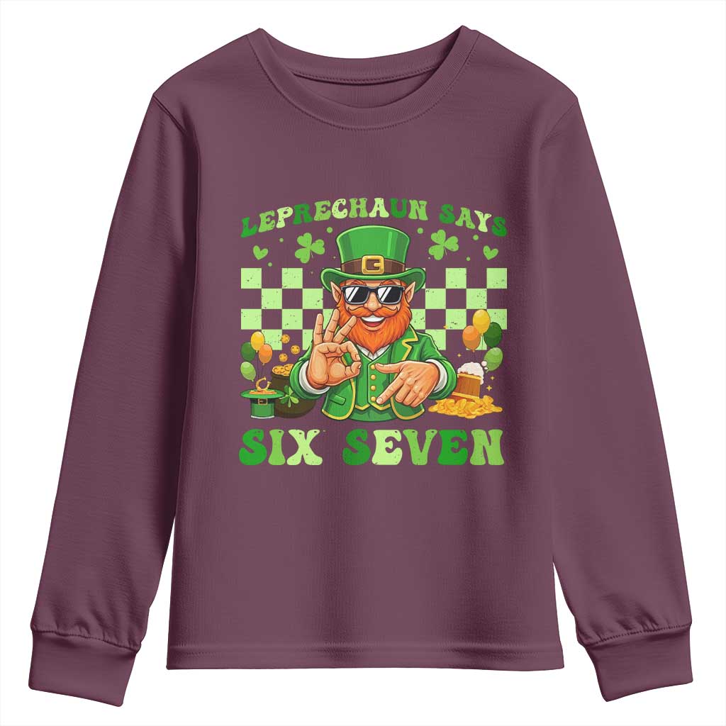 Funny Leprechaun Says Six Seven Youth Sweatshirt St Patricks Day