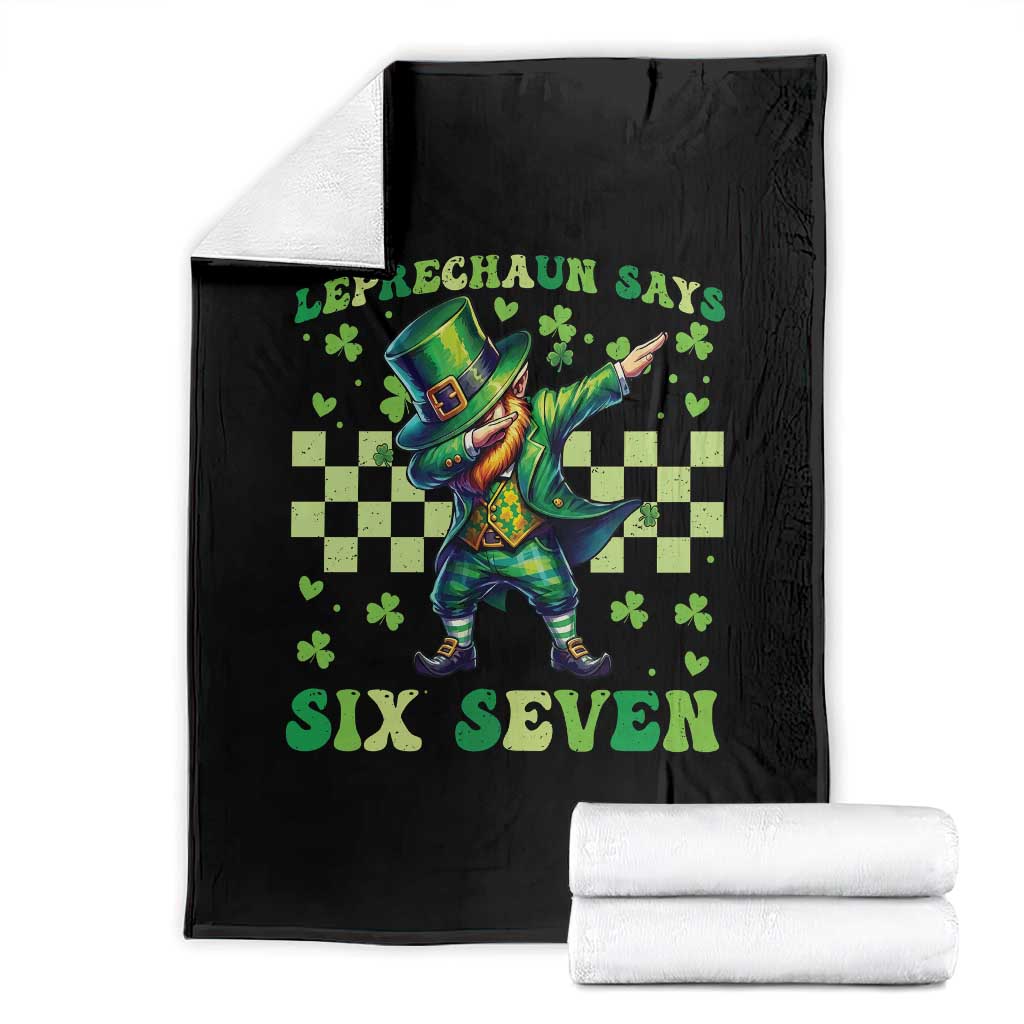 Leprechaun Six Seven Meme Throw Blanket Funny St Patricks Day Gift