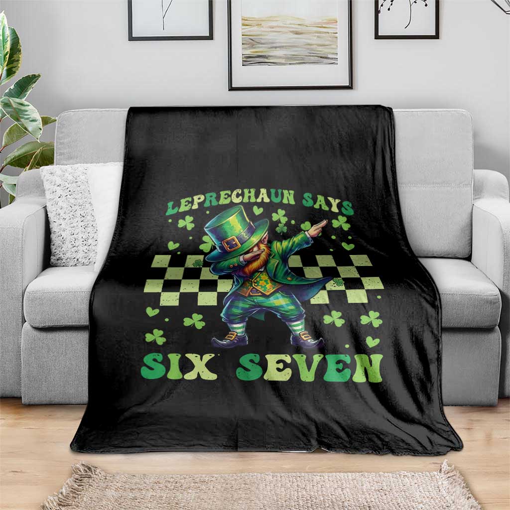 Leprechaun Six Seven Meme Throw Blanket Funny St Patricks Day Gift