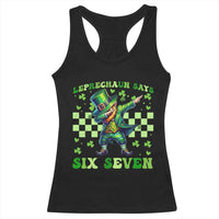 Leprechaun Six Seven Meme Racerback Tank Top Funny St Patricks Day Gift