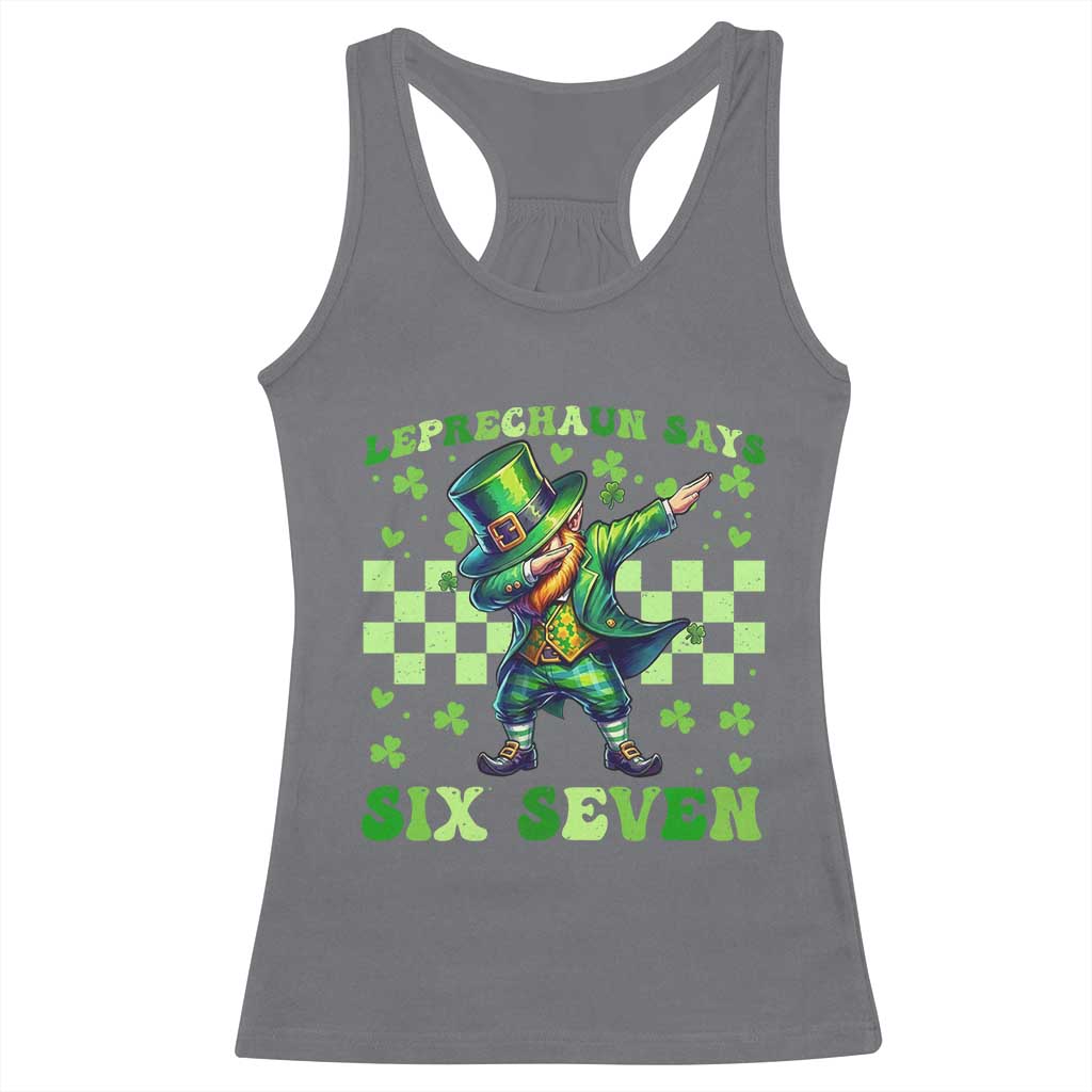 Leprechaun Six Seven Meme Racerback Tank Top Funny St Patricks Day Gift