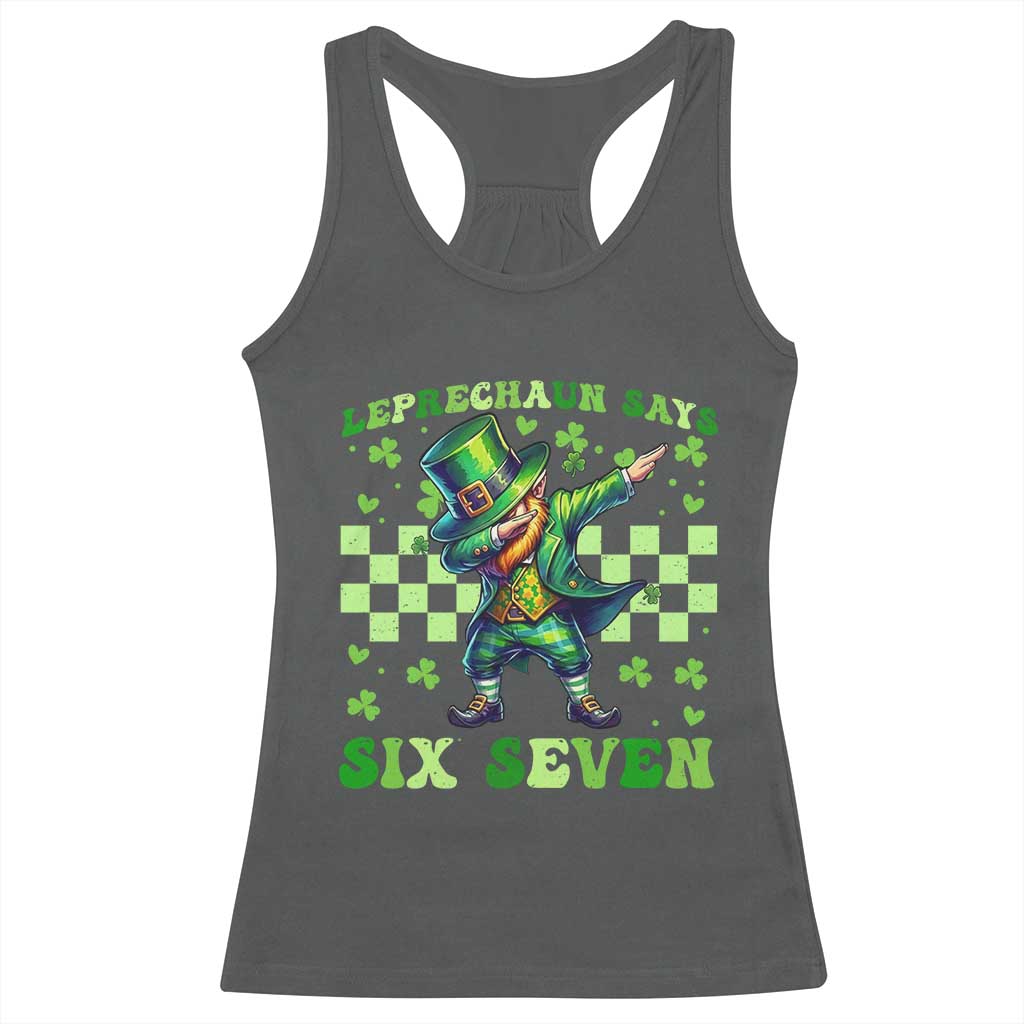Leprechaun Six Seven Meme Racerback Tank Top Funny St Patricks Day Gift