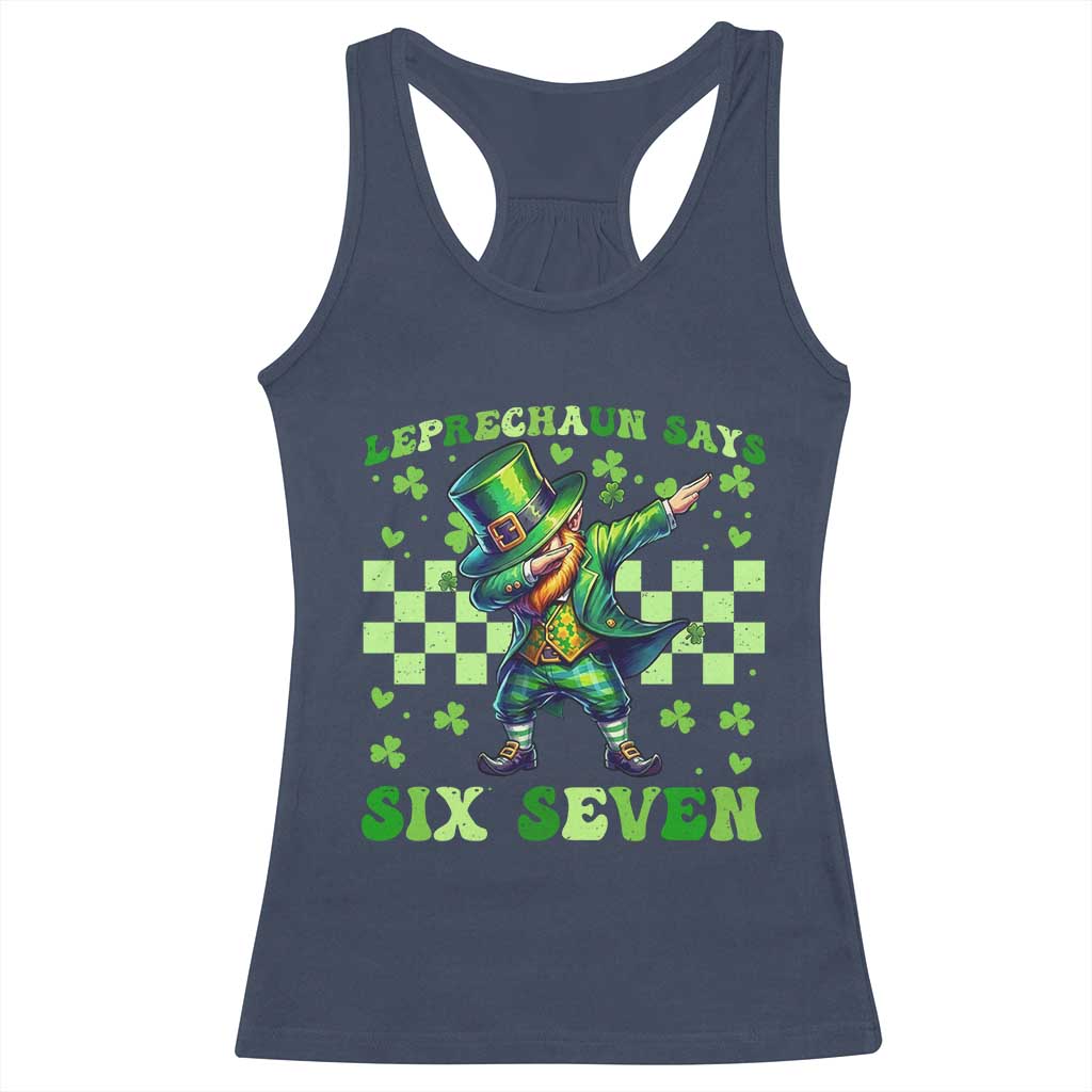 Leprechaun Six Seven Meme Racerback Tank Top Funny St Patricks Day Gift