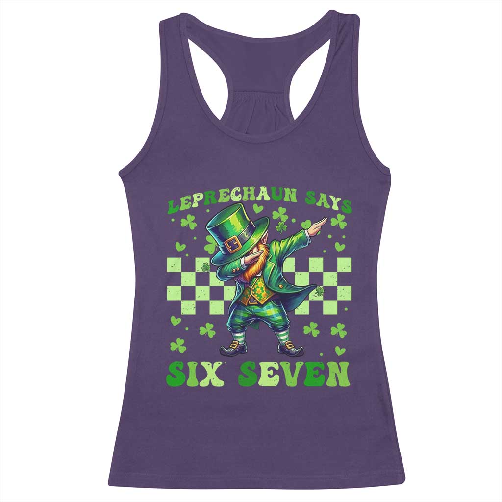 Leprechaun Six Seven Meme Racerback Tank Top Funny St Patricks Day Gift