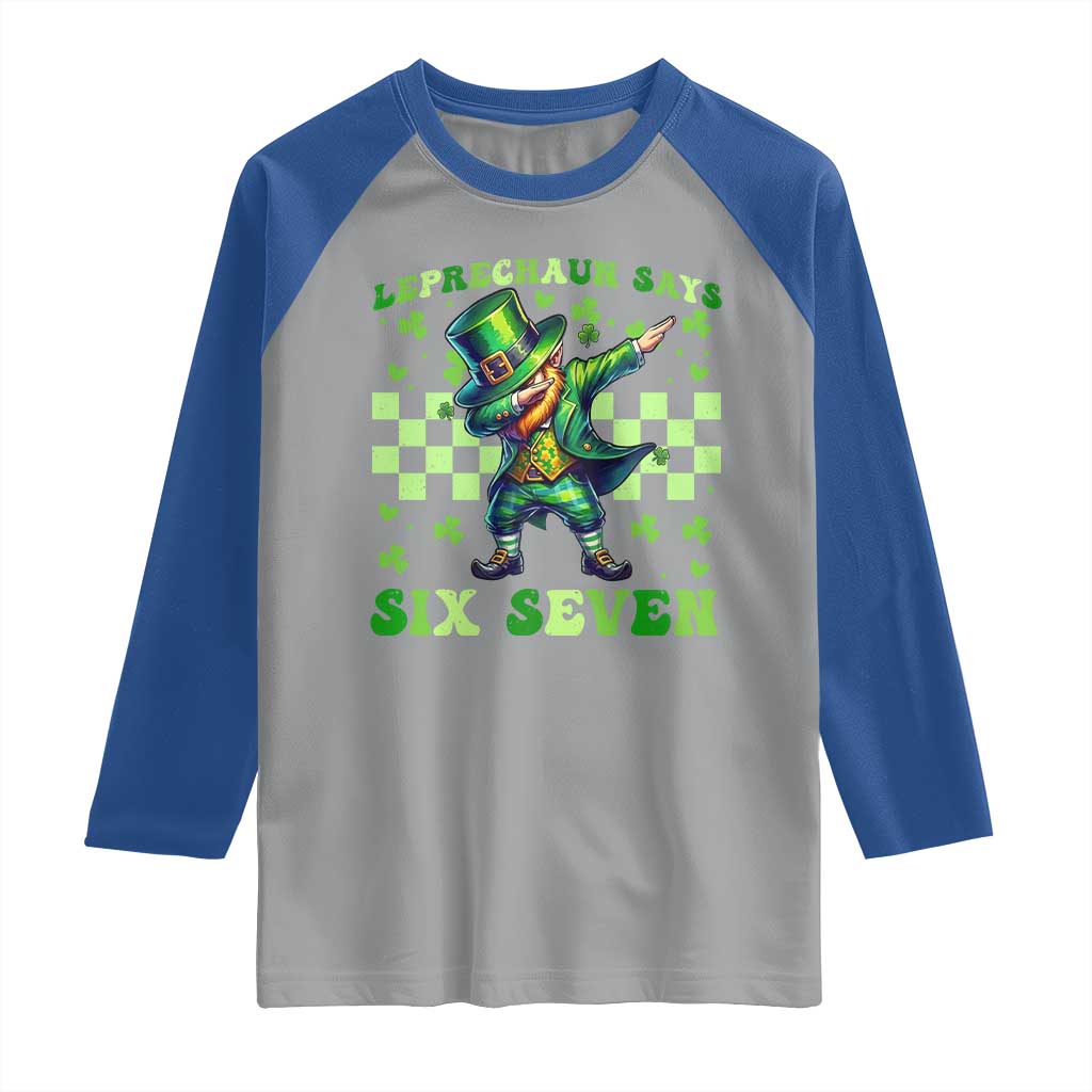 Leprechaun Six Seven Meme Raglan Shirt Funny St Patricks Day Gift