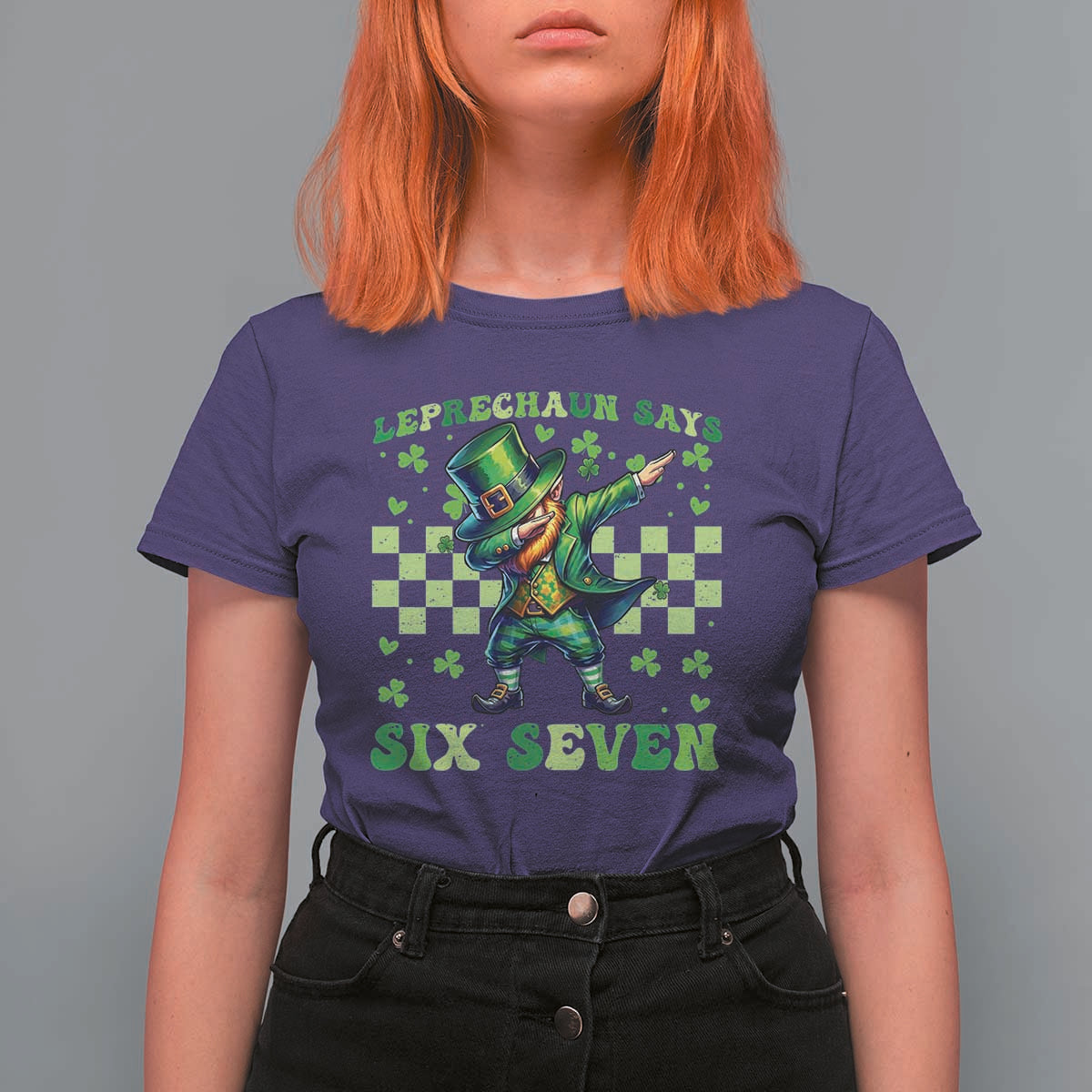 Leprechaun Six Seven Meme T Shirt For Women Funny St Patricks Day Gift