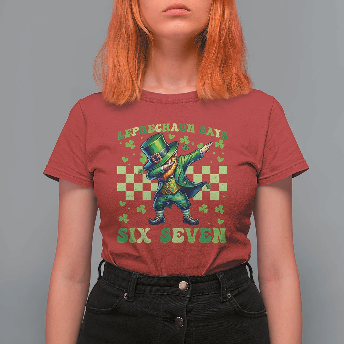 Leprechaun Six Seven Meme T Shirt For Women Funny St Patricks Day Gift