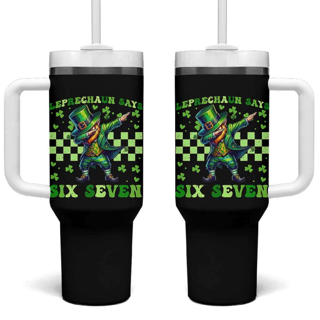 Leprechaun Six Seven Meme Tumbler With Handle Funny St Patricks Day Gift