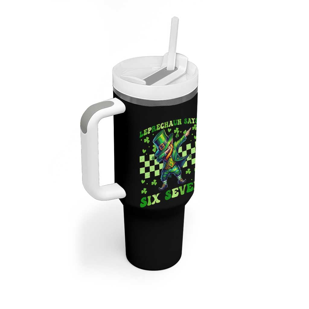Leprechaun Six Seven Meme Tumbler With Handle Funny St Patricks Day Gift