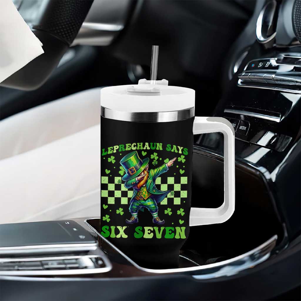 Leprechaun Six Seven Meme Tumbler With Handle Funny St Patricks Day Gift