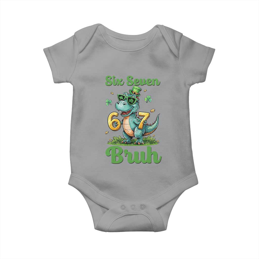Funny Dinosaur Says Six Seven Baby Onesie St Patricks Day