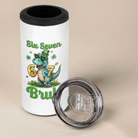 Funny Dinosaur Says Six Seven 4 in 1 Can Cooler Tumbler St Patricks Day