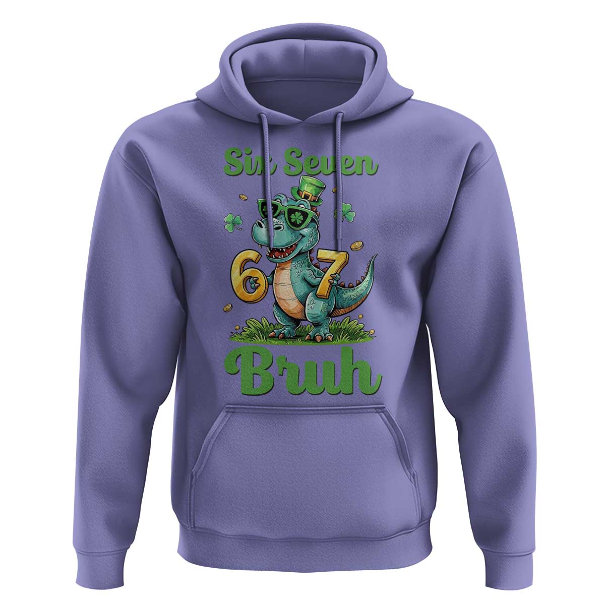 Funny Dinosaur Says Six Seven Hoodie St Patricks Day