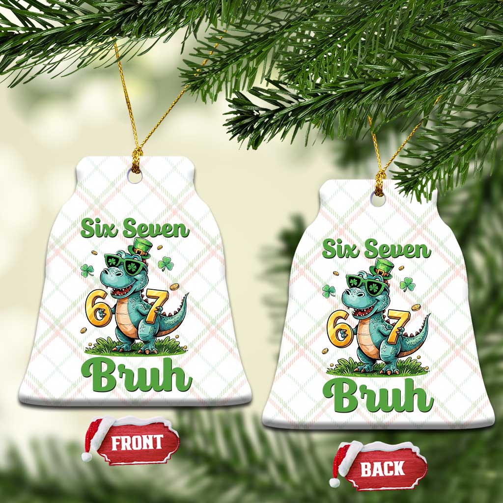 Funny Dinosaur Says Six Seven Ceramic Ornament St Patricks Day