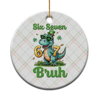 Funny Dinosaur Says Six Seven Ceramic Ornament St Patricks Day