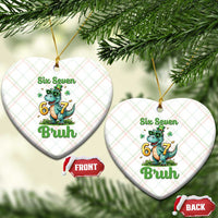 Funny Dinosaur Says Six Seven Ceramic Ornament St Patricks Day